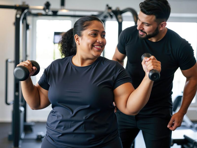 image of a trainer showing what to expect from your first personal training session in cincinnati