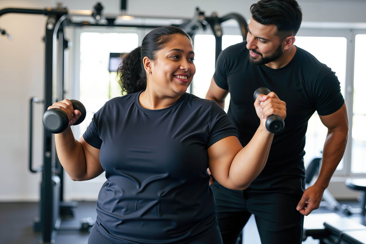 image of a trainer showing what to expect from your first personal training session in cincinnati